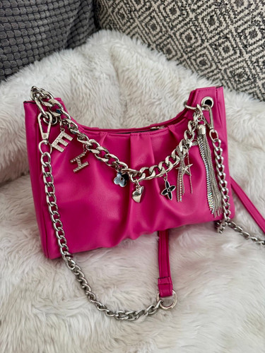 کیف چرمی صورتی بزرگ زنانه